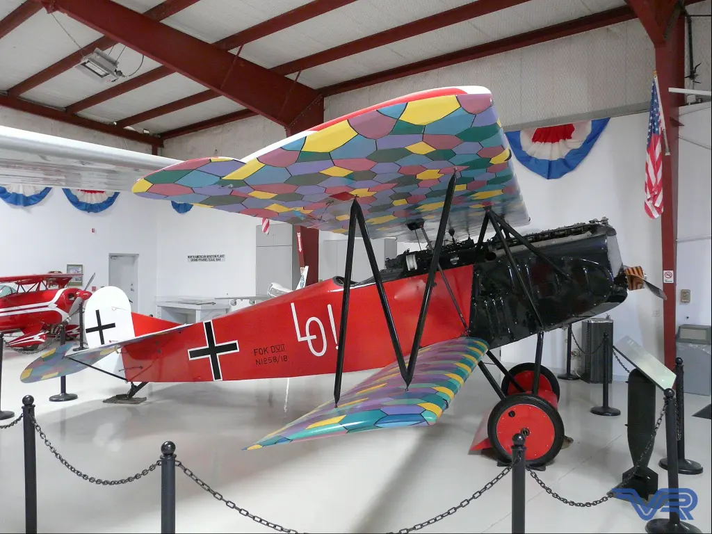 A classic colorful plane at the Cavanaugh Flight Museum in Addison, Texas