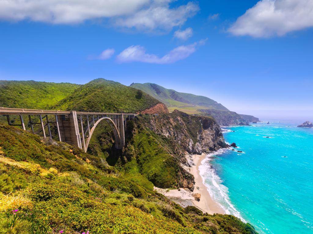 California Bixby bridge in Big Sur in Monterey County along State Route 1 US