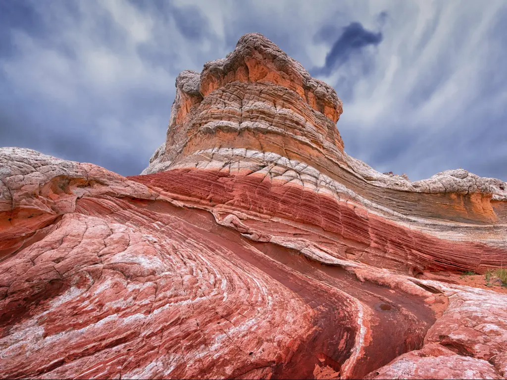 Vermilion Cliffs National Monument, Arizona, USA with the unusual rocks in the foreground against a blue sky.