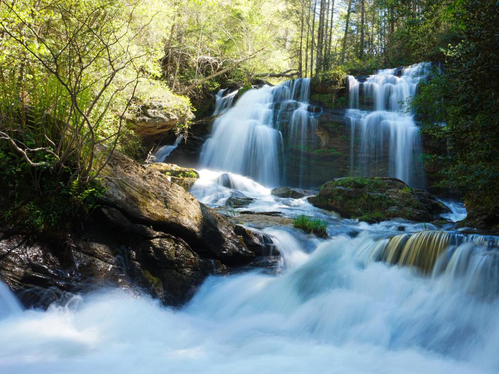 Long exposure shot of Long Creek Falls in Long Creek, SC.