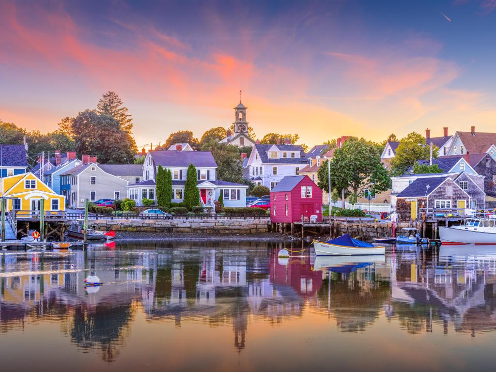 Sunset view of Portsmouth, New Hampshire by the waters