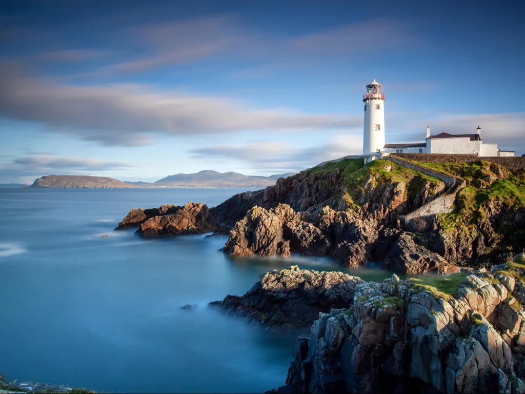 County Donegal, Ireland with hypnotizing views at Fanad Head Lighthouse at early evening.