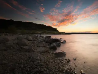 Vibrant sunset over Canyon Lake, Texas 