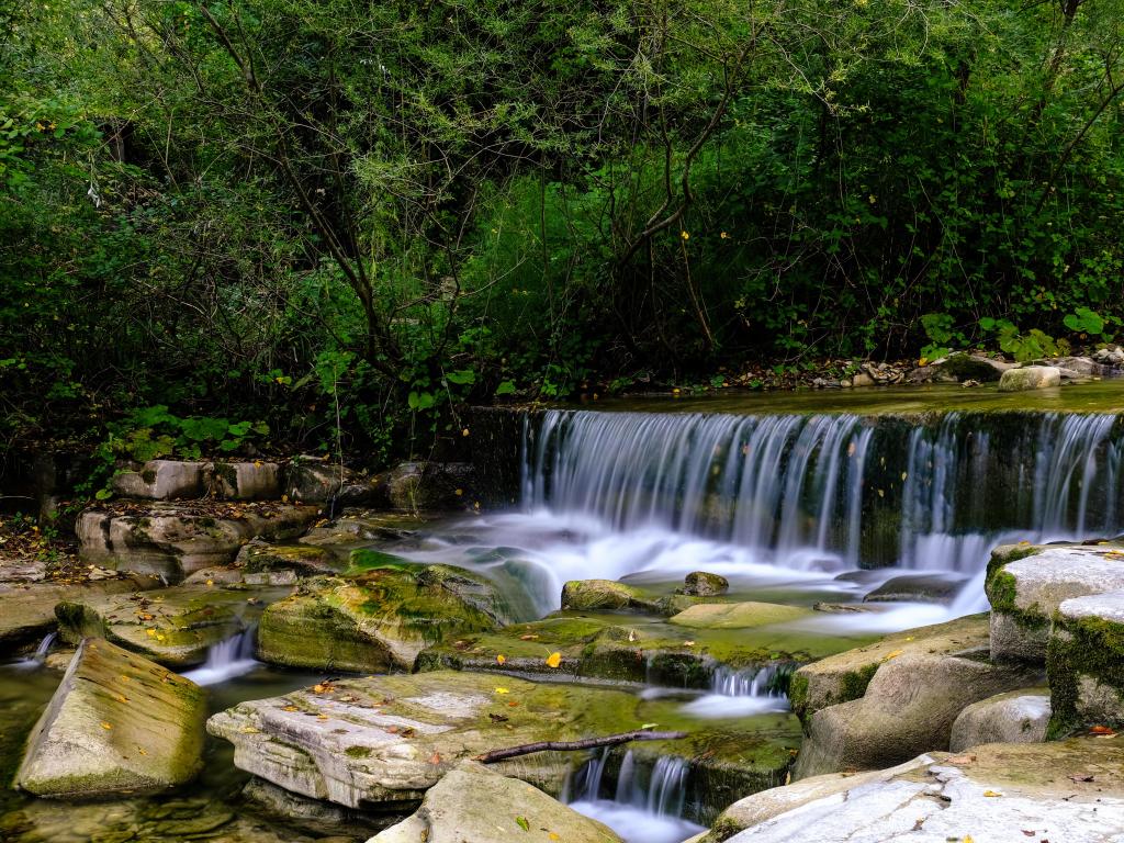 Silk effect on water of Rabbi river in Premilcuore. Emilia-romagna tourism. Parco delle foreste casentinesi