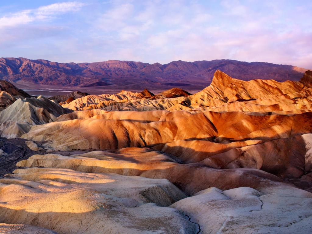 The Colorful Ridges Of Zabriskie Point At Sunrise, Death Valley National Park, California, USA