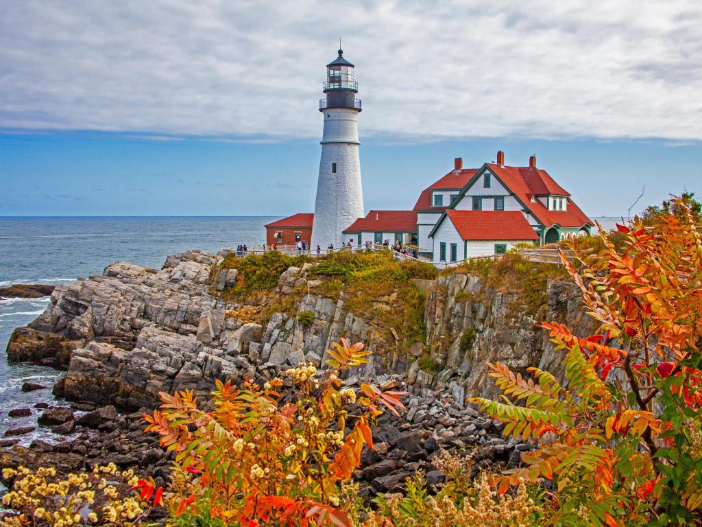 Atlantic Portland Head Lighthouse during fall season