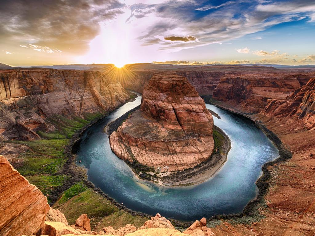 Sunset moment at Horseshoe bend Grand Canyon National Park