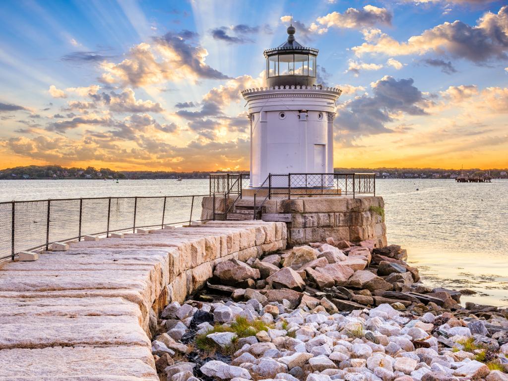 The iconic Portland Breakwater Light in Portland, Maine.