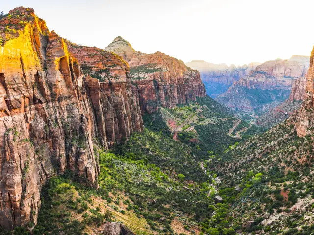 Zion National Park, Utah, USA at Canyon Overlook on a sunny day.