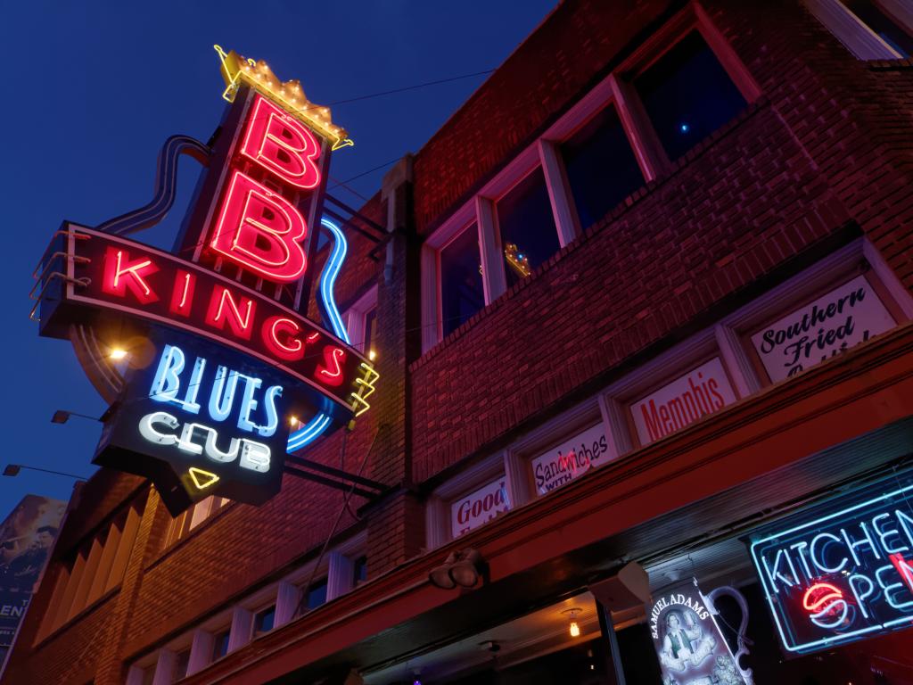 Sign outside B. B. King's Blues club on Beale Street in Memphis, Tennessee