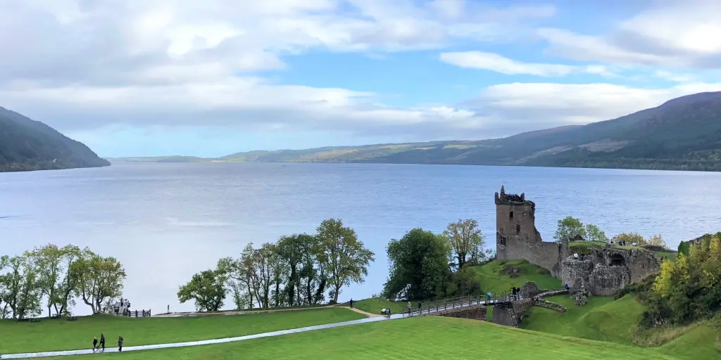 Loch Ness  with the ruins of Castle Urquhart in the foreground