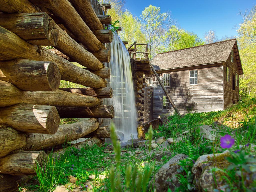 Spring in the Smoky Mountains. Mingus Mill is located on the North Carolina side of the Great Smoky Mountains National Park
