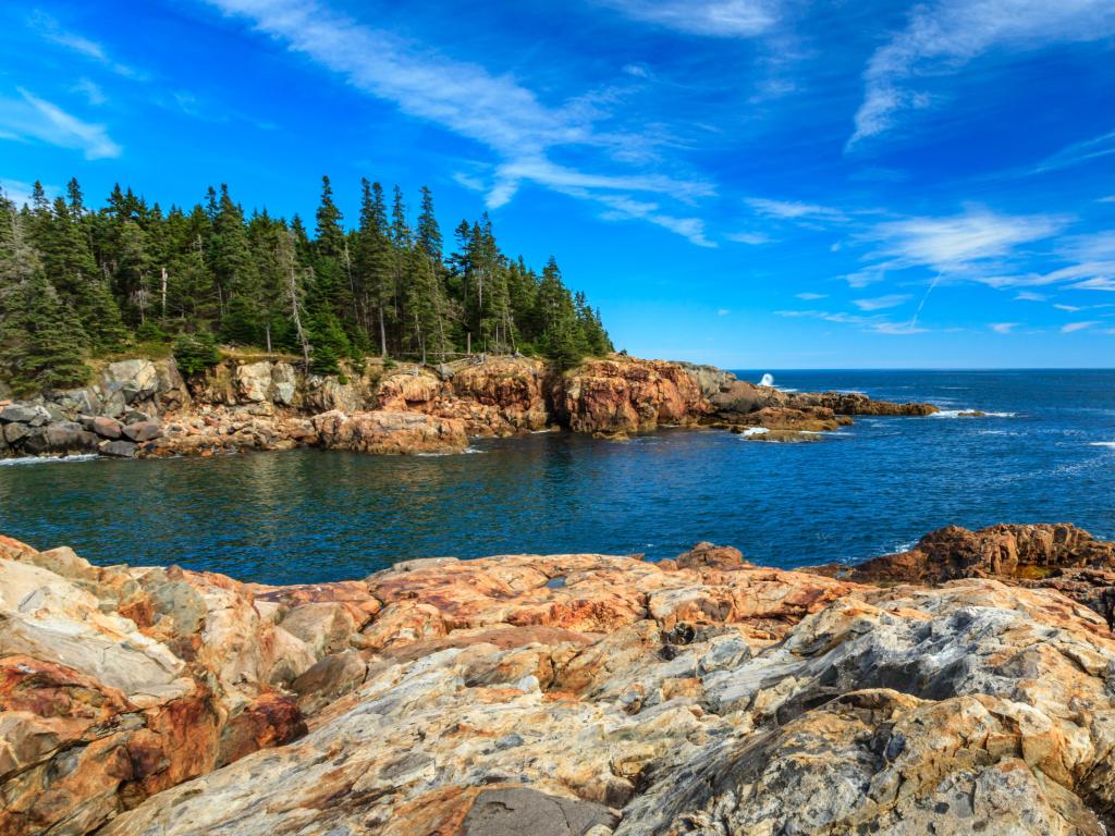 Acadia National Park, blue sky peaceful ocean