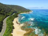 Overhead view of the Great Ocean Road coastline, Australia