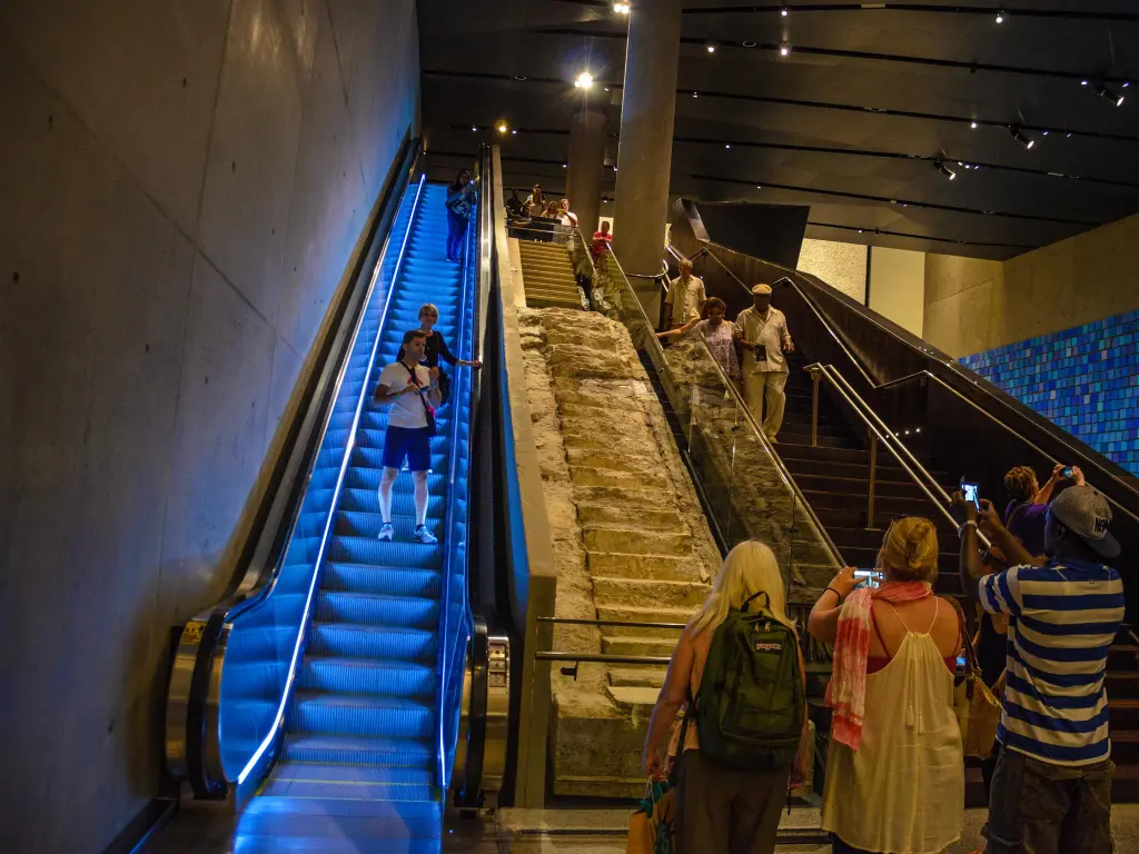 A display of a retrieved stairway at the 911 National Memorial Museum in New York City