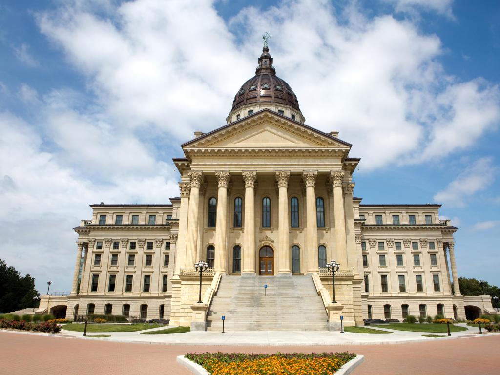 Kansas State Capitol building located in Topeka, Kansas, USA.