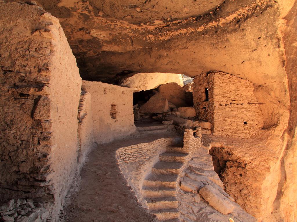Ancient Mogollon Ruins at Gila Cliff Dwellings National Monument in the Gila National Forest, New Mexico