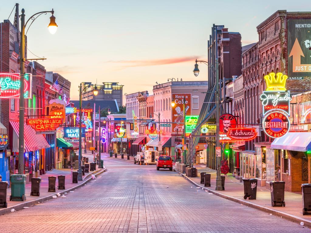 Memphis, Tennessee with the famous Blues Clubs on Beale Street at dawn.