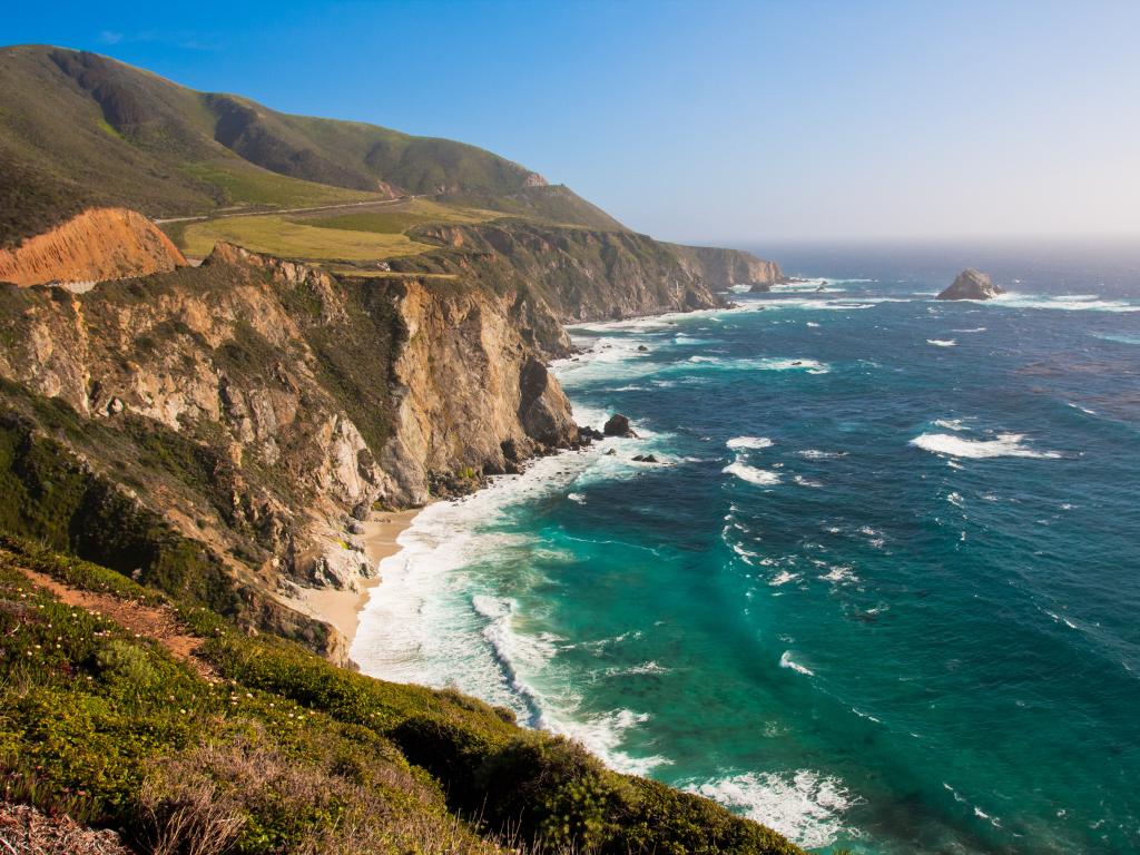 A rocky coastline along the Big Sur in California