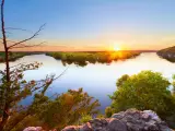 Sunset from where the Sac River and the Osage River comes together at Truman Lake in the Ozarks of Missouri. This is at Osceola, Missouri.