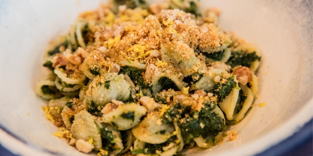 A dish of Orecchiette pasta with cime de rape in Ostuni 