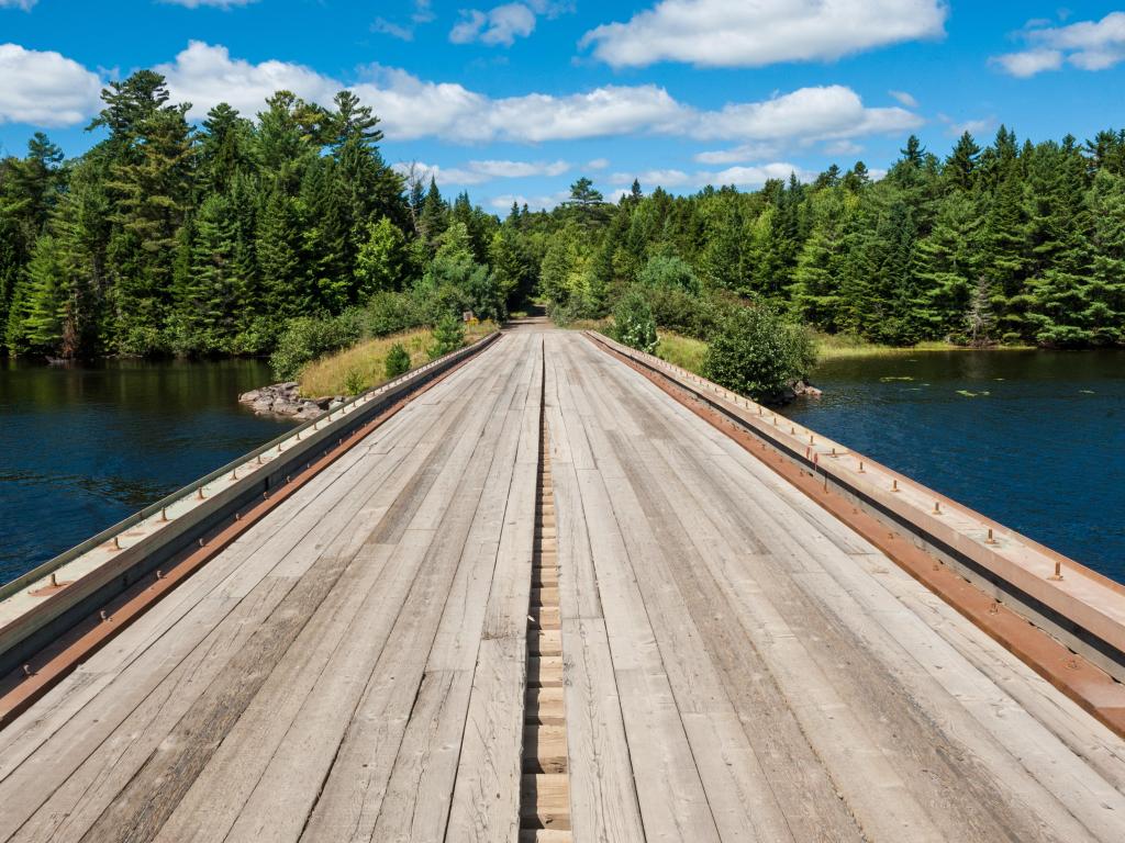 Wooden Chamberlain Bridge over Chamberlain Lake in Northern Maine