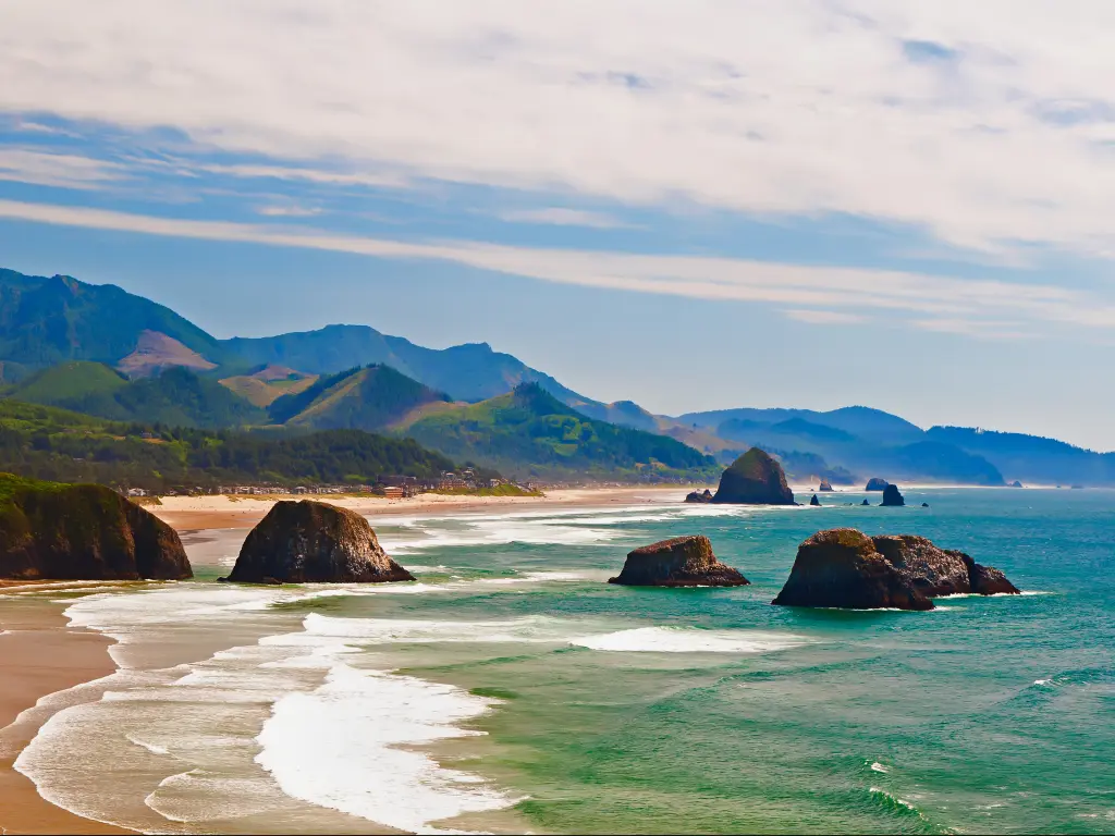 Cannon Beach in Oregon is one of the many stunning places to explore nature on the way up the Pacific Highway.