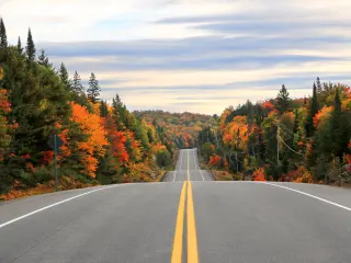 Road trip from Toronto through Algonquin Provincial Park in the fall in Ontario, Canada