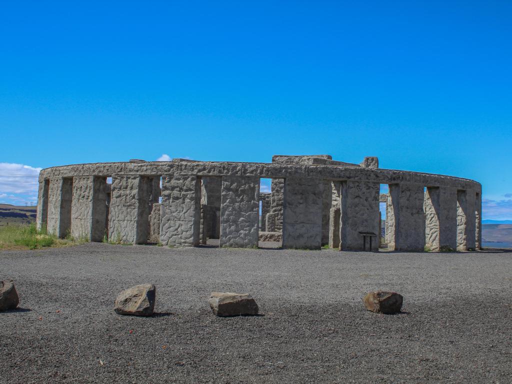 Stone Henge Replica in Goldendale Washington on a gorgeous day with perfect views of Mt. Hood