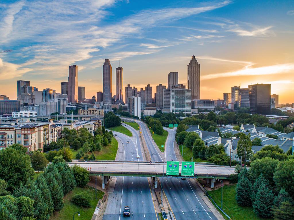 Atlanta, Georgia, USA Downtown Aerial View.