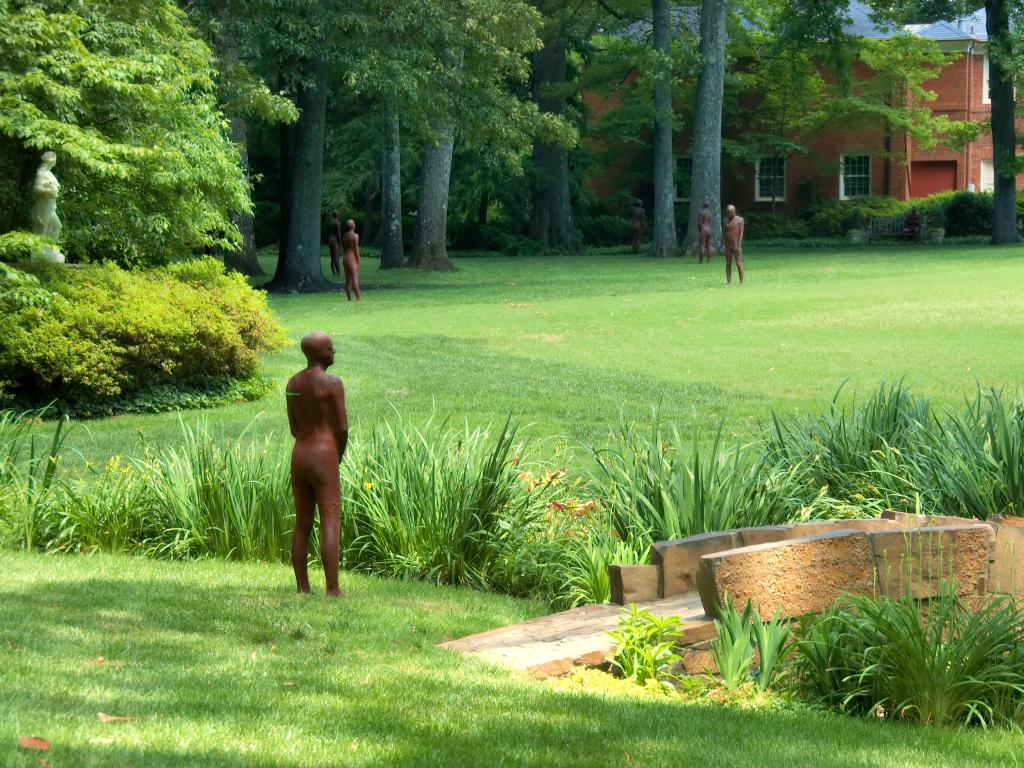 Iron sculptures standing outside at the Dixon Gallery & Gardens in Memphis