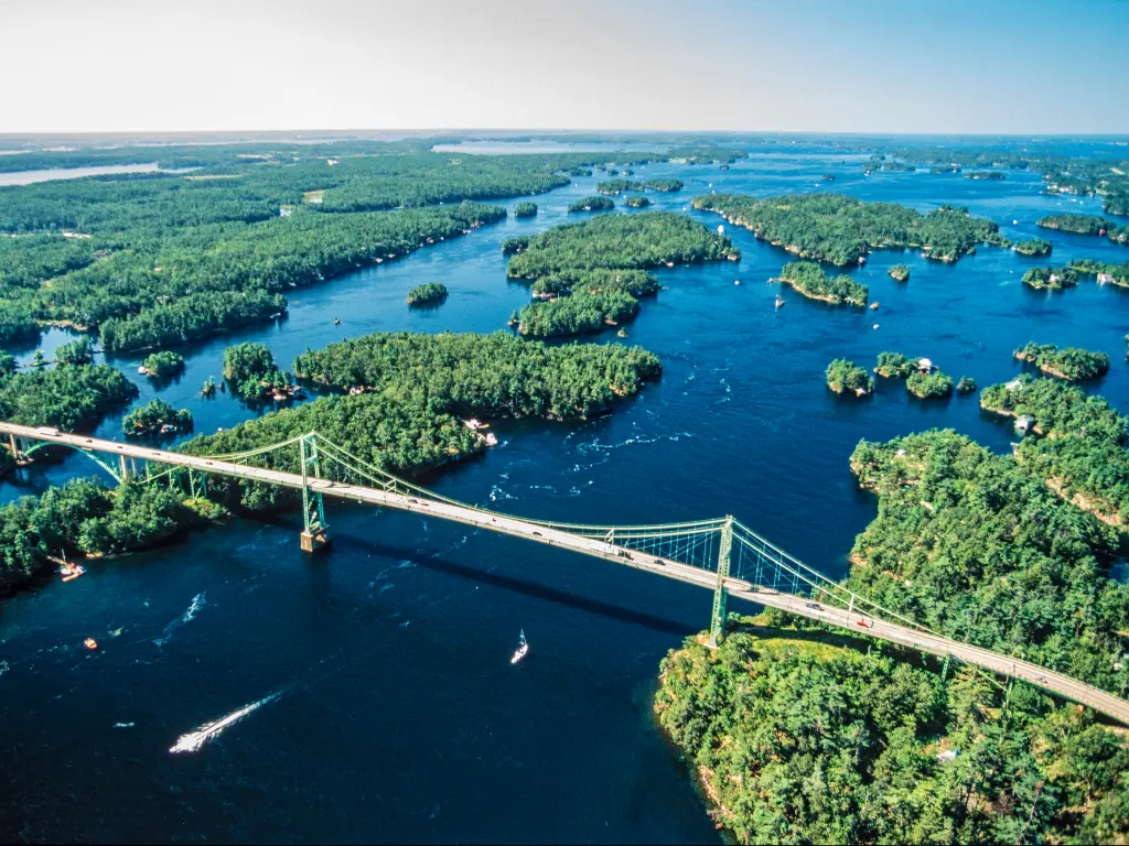 Bridge across the Thousand Islands area on the Ontario, Canada side.