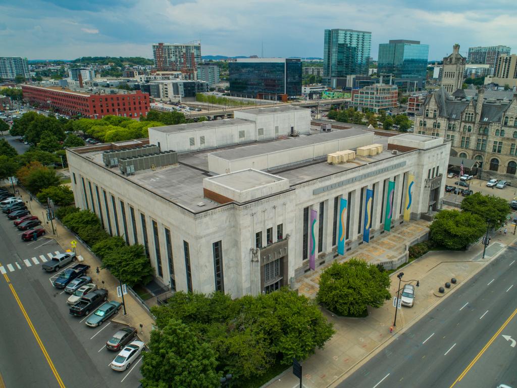 An aerial view of the Frist Center for the Visual Arts in Nashville, Tennessee