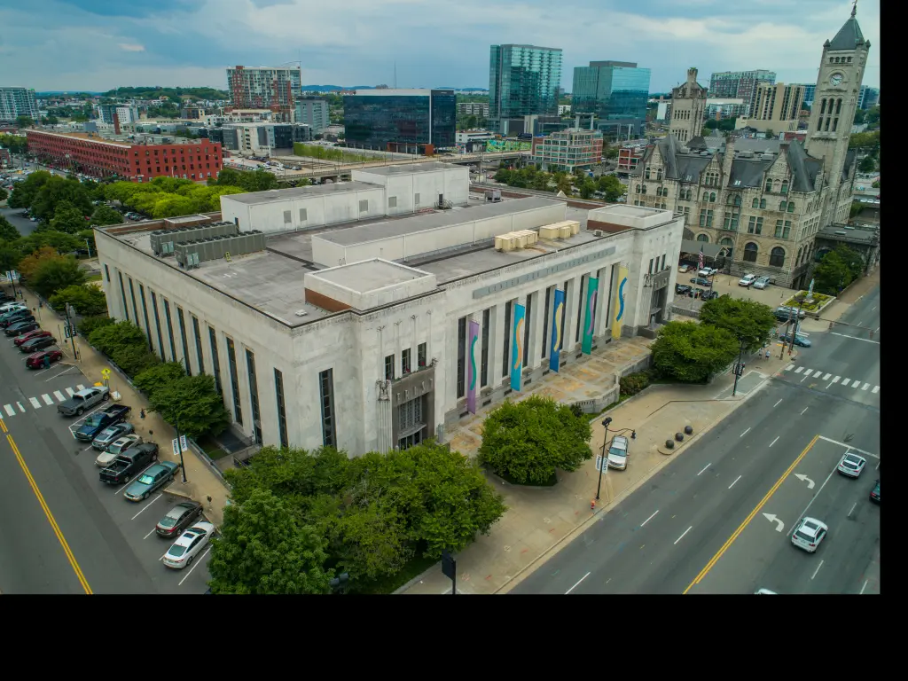 An aerial view of the Frist Center for the Visual Arts in Nashville, Tennessee