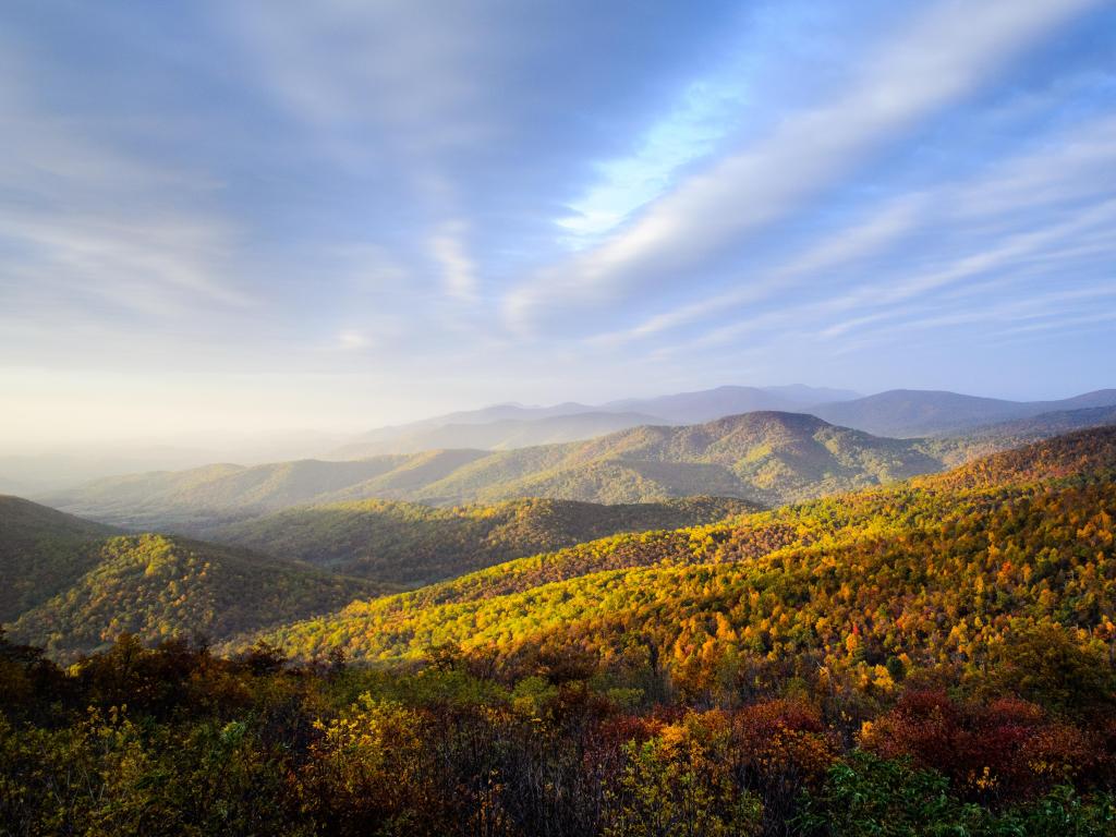 Overlook at Blue Ridge Mountains, Georgia, USA on a clear day.