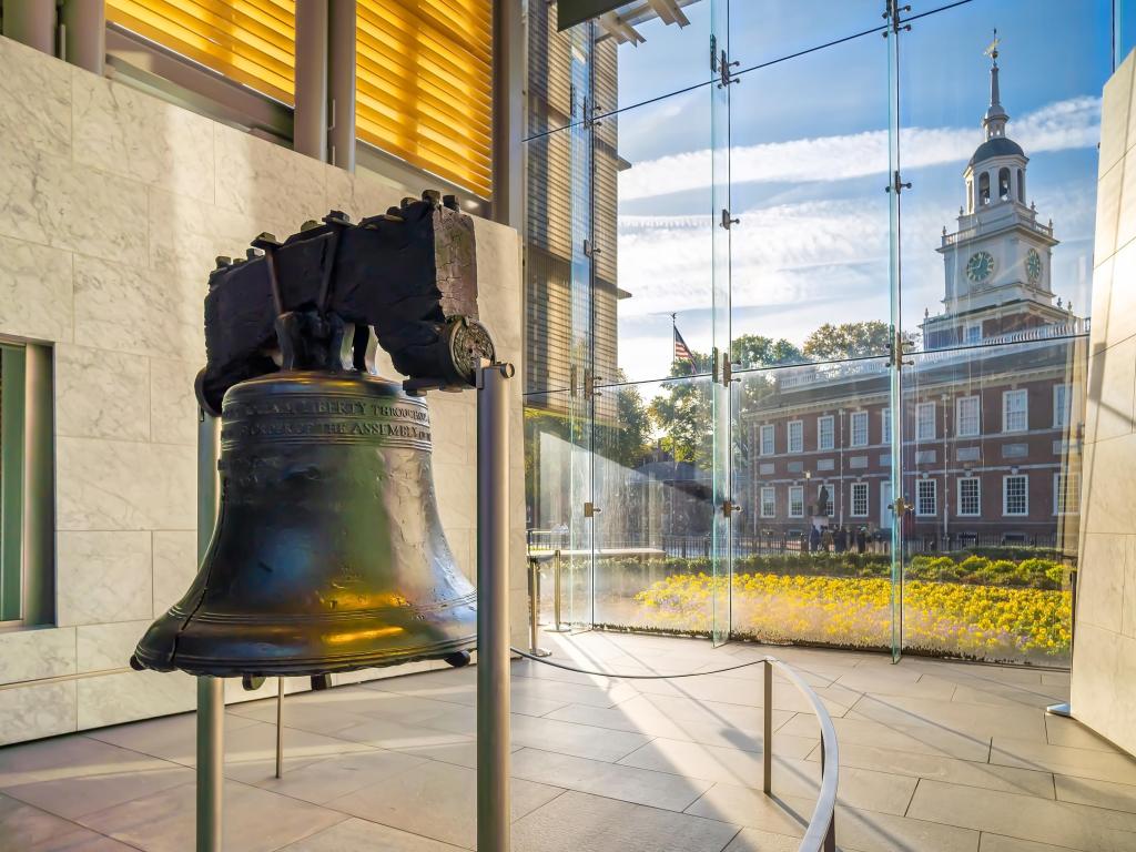 Liberty Bell old symbol of American freedom in Philadelphia Pennsylvania, USA