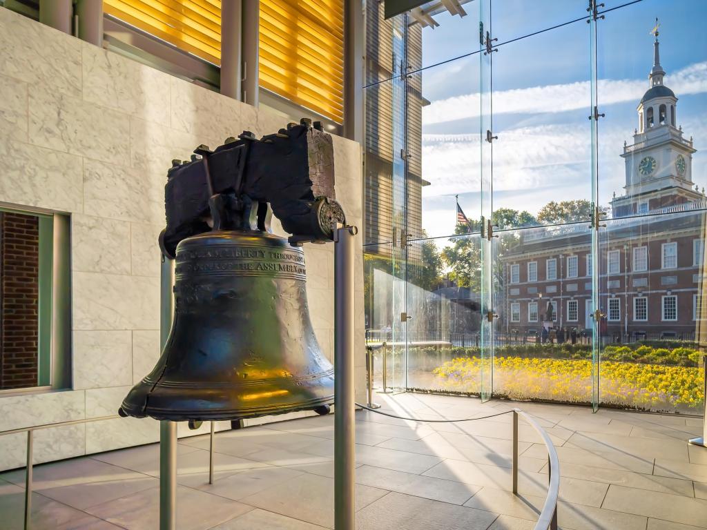 Liberty Bell old symbol of American freedom in Philadelphia Pennsylvania, USA