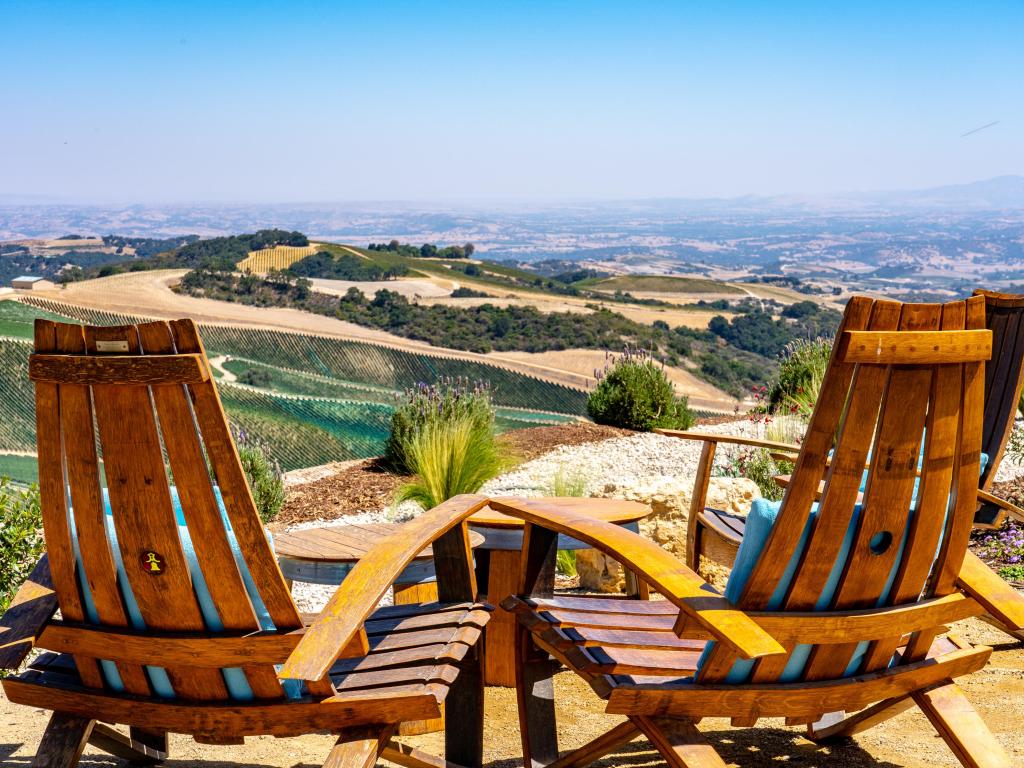 Paso Robles California USA-September 3, 2018: wine tasting venue overlooking Paso Robles vineyards