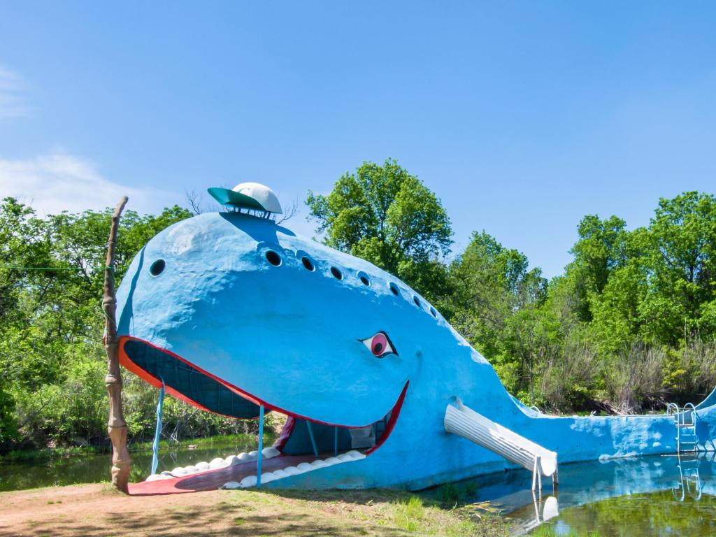 Iconic Blue Whale sculpture at Catoosa on Route 66