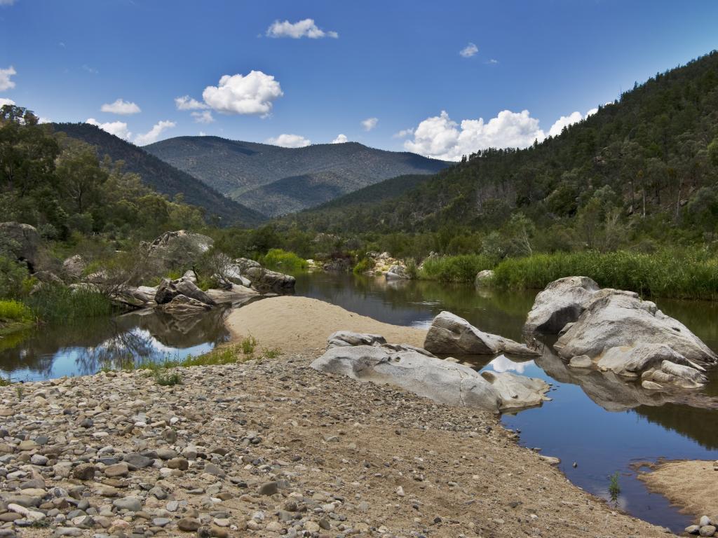 Snowy River flowing through Kosciuszko National Park in New South Wales, Australia.