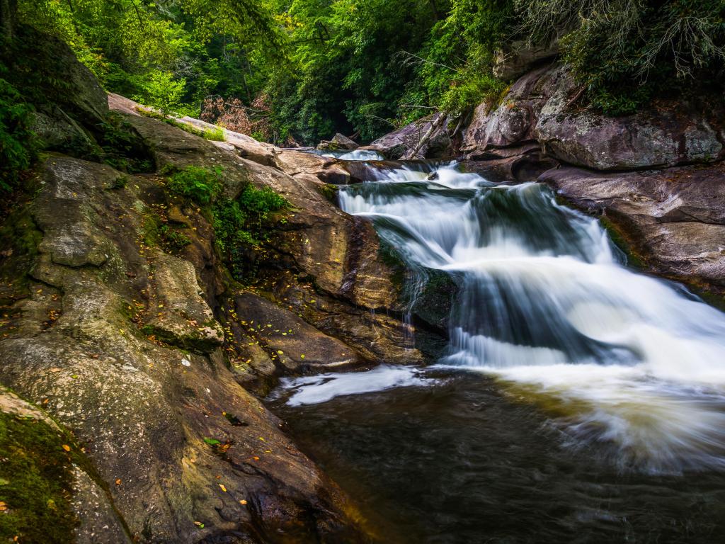Nantahala National Forest, North Carolina, USA taken at the waterfall on the Cullasaja River.