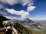Beautiful high view of Banff town Alberta from Sulphur Mountain