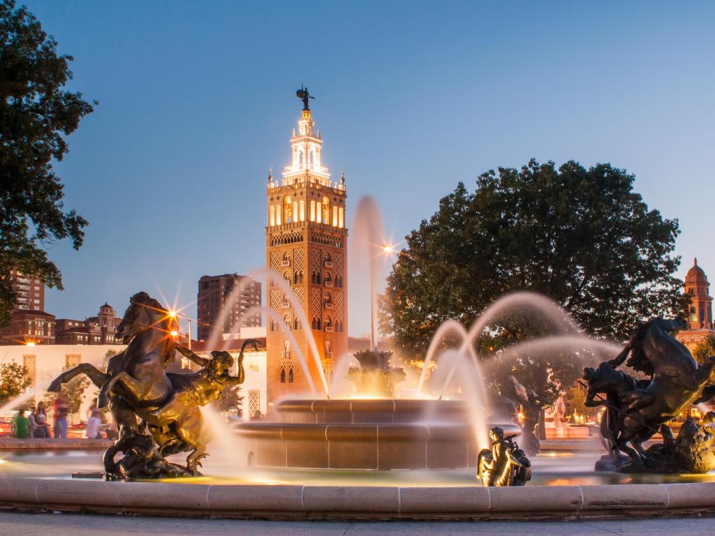 Ornamental fountain at night 