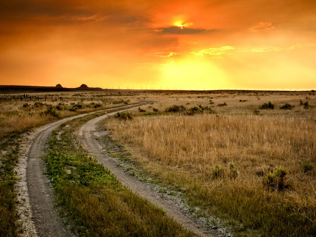 Sunset at Pawnee National Grassland in Weld County of Colorado