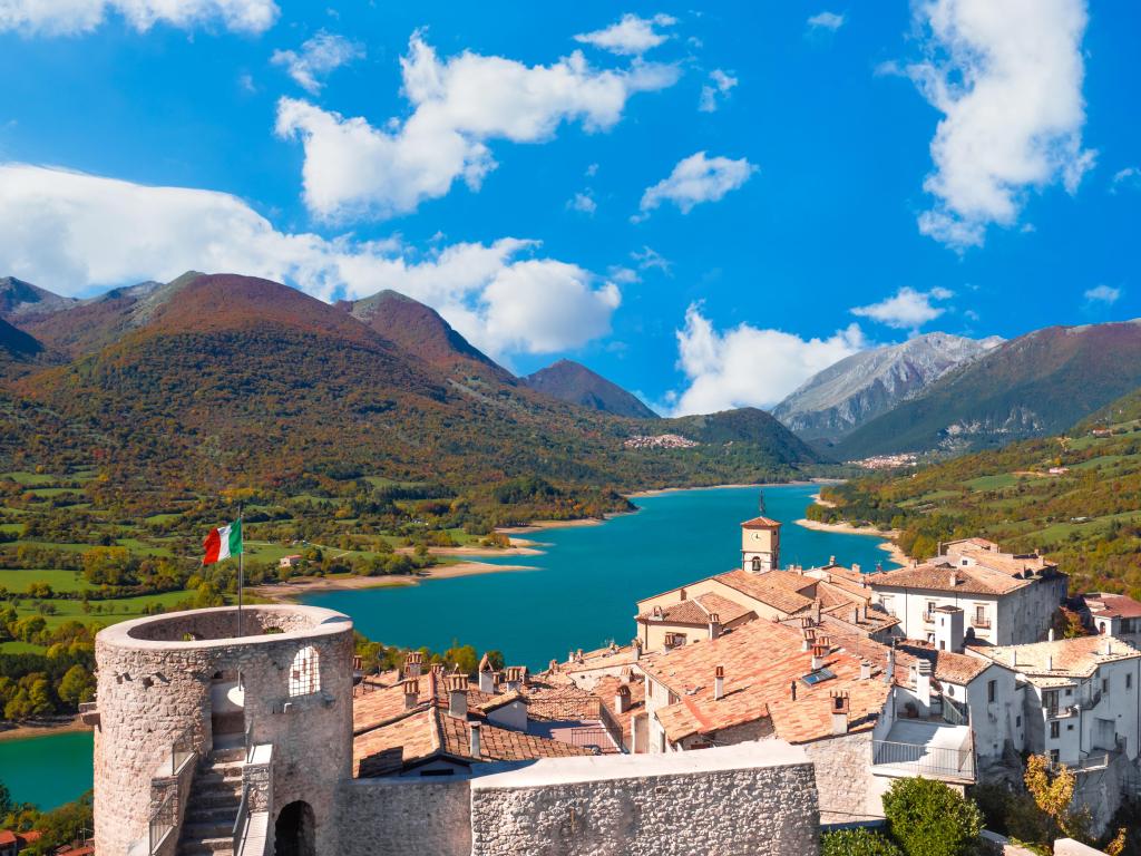 National Park of Abruzzo, Lazio and Molise (Italy), with little towns, wild animals like deer, Barrea Lake, Camosciara and Forca d'Acero