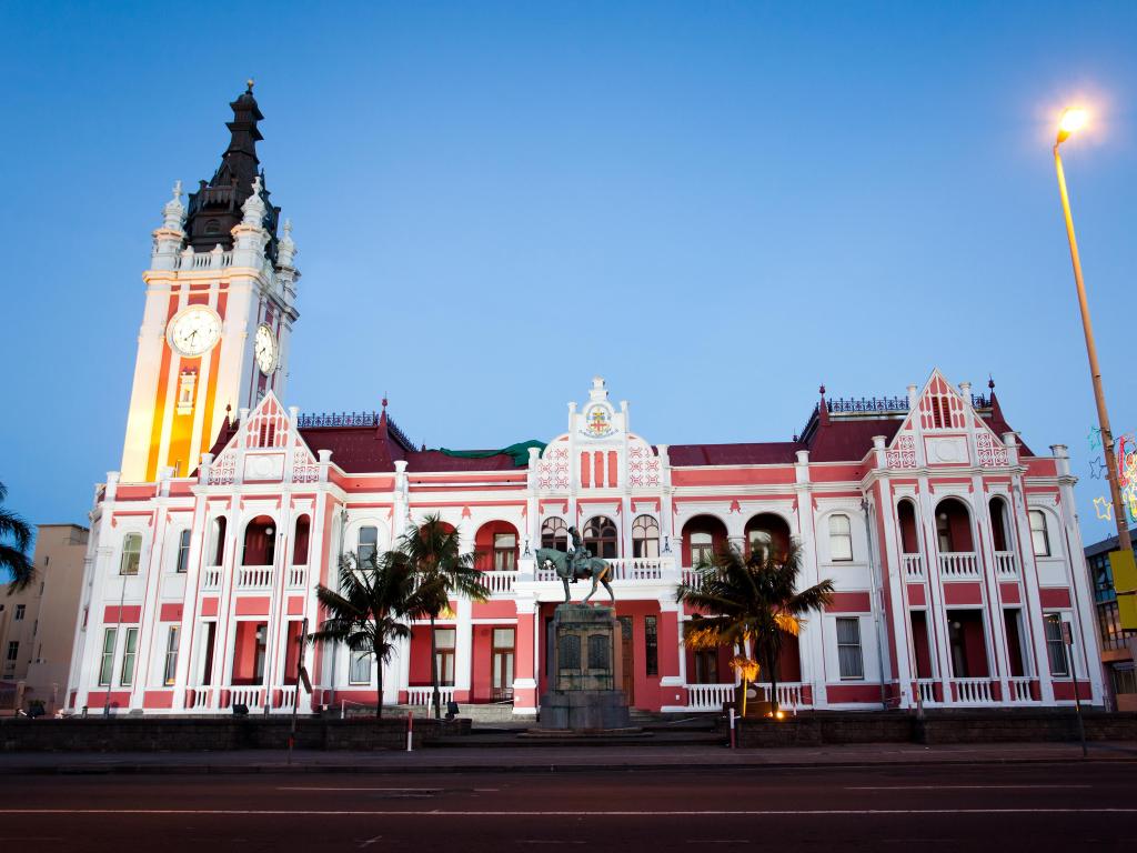 A night view of City Hall of East London, South Africa