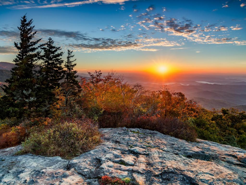 Sunrise over the Blue Ridge Mountains along the Blue Ridge Parkway in NC