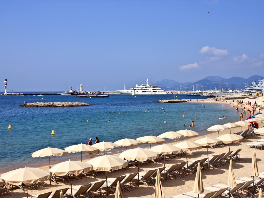 France, French Riviera. Cannes. Beach on a sunny, probably summer day