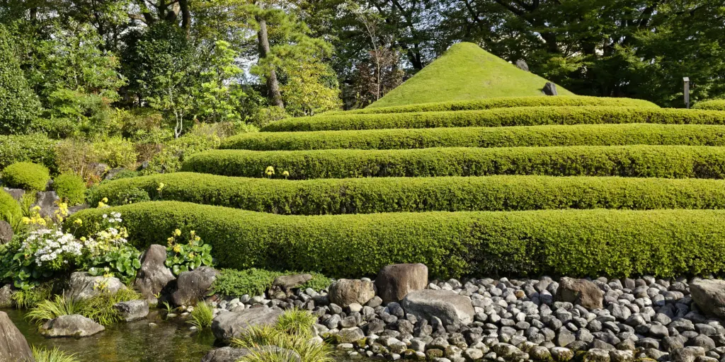 Mound representing Mount Fuiji at Momijiyama Japanese Garden, Shizuoka 
