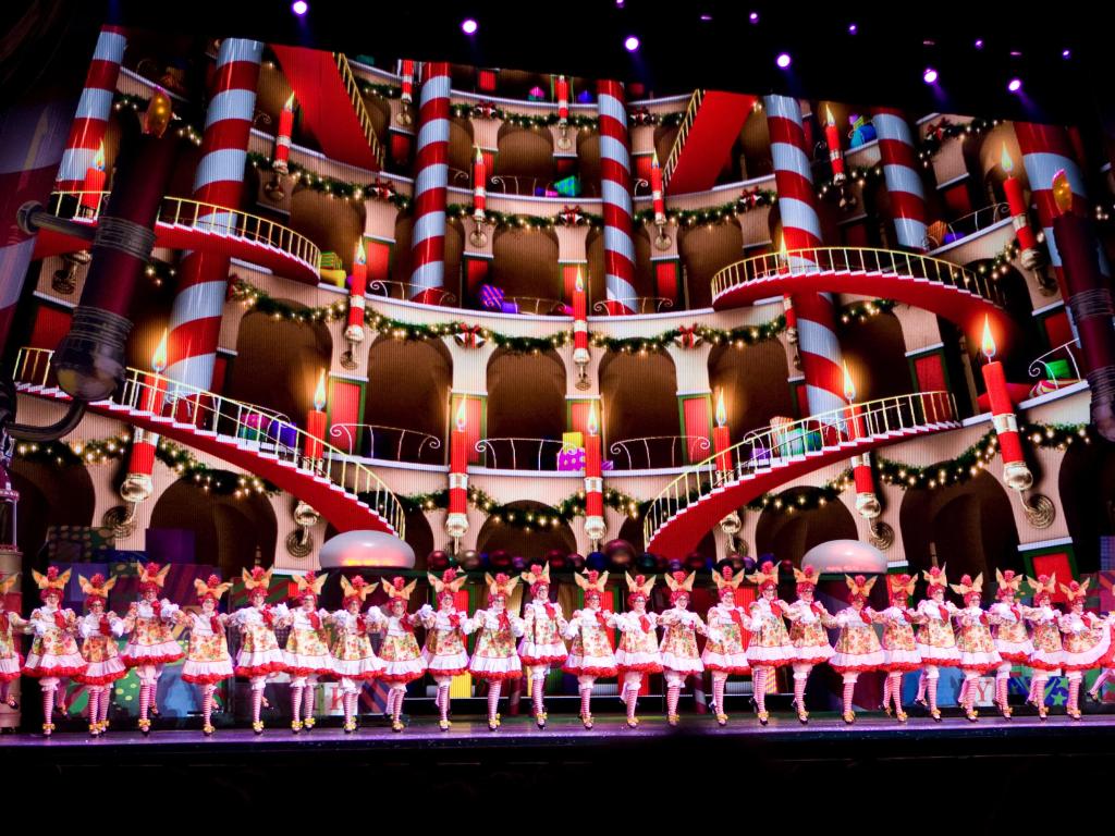 The Rockettes dancing in the Christmas Spectacular Show at Radio City Music Hall, New York